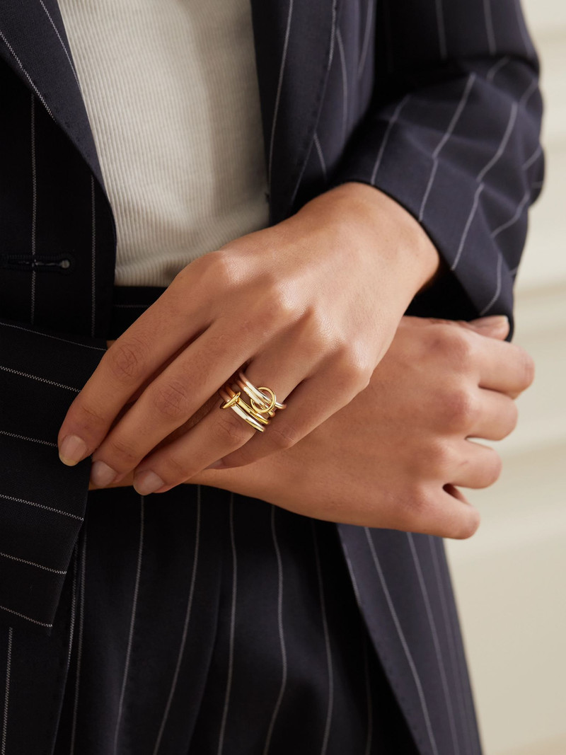 Spinelli Kilcollin Cancer set of four 18-karat gold and sterling silver ring Gold outlook