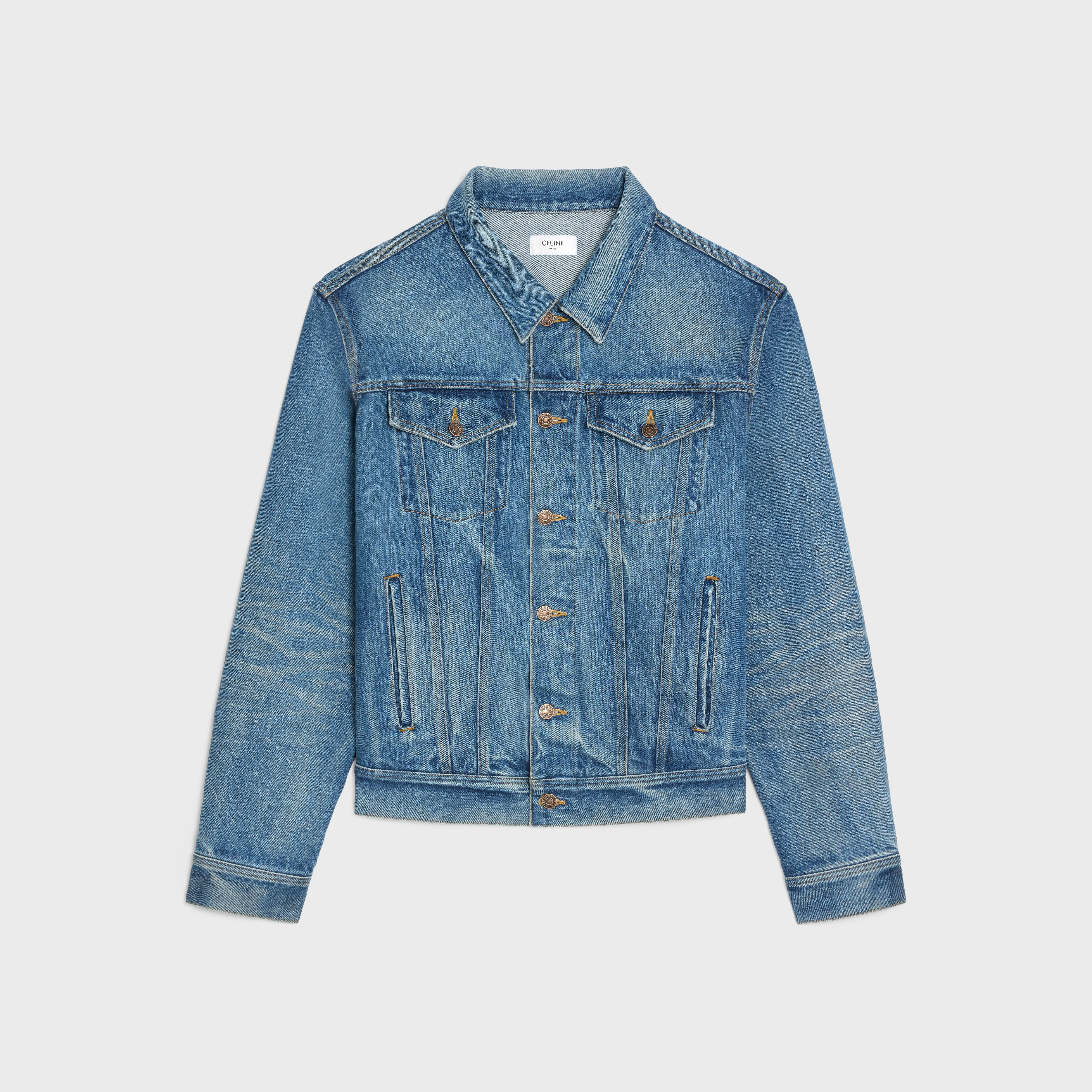 V-SHAPED TRUCKER JACKET IN UNION WASH DENIM - 1