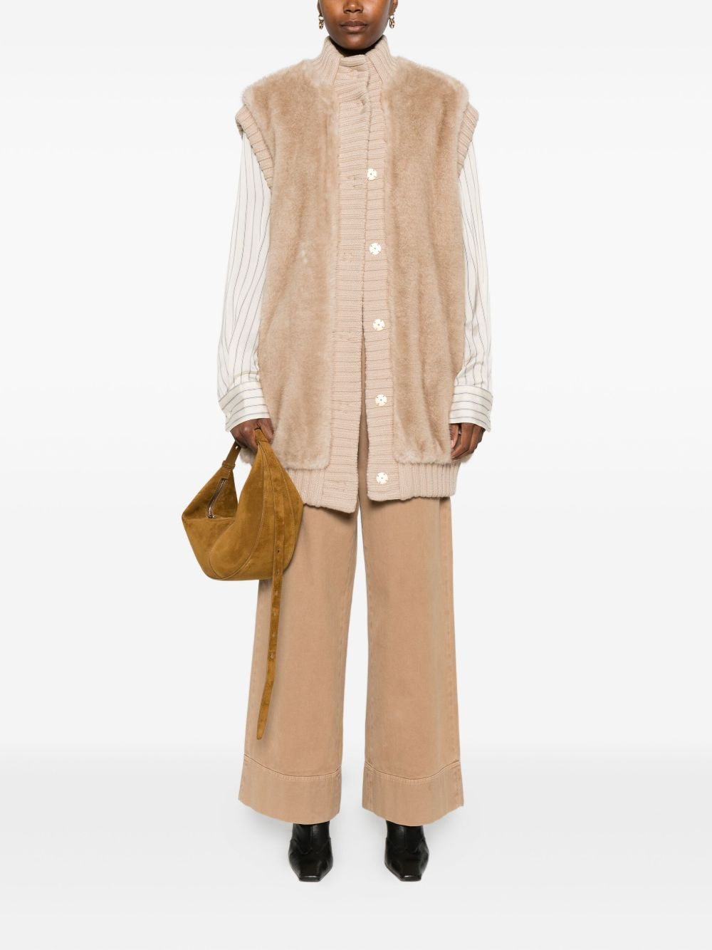 faux-fur knitted gilet - 2