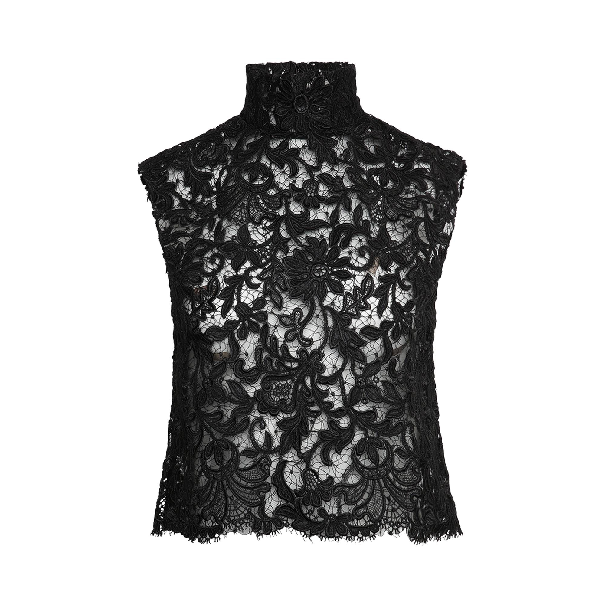 Saint Laurent Top In Guipure Lace 'Black' - 1