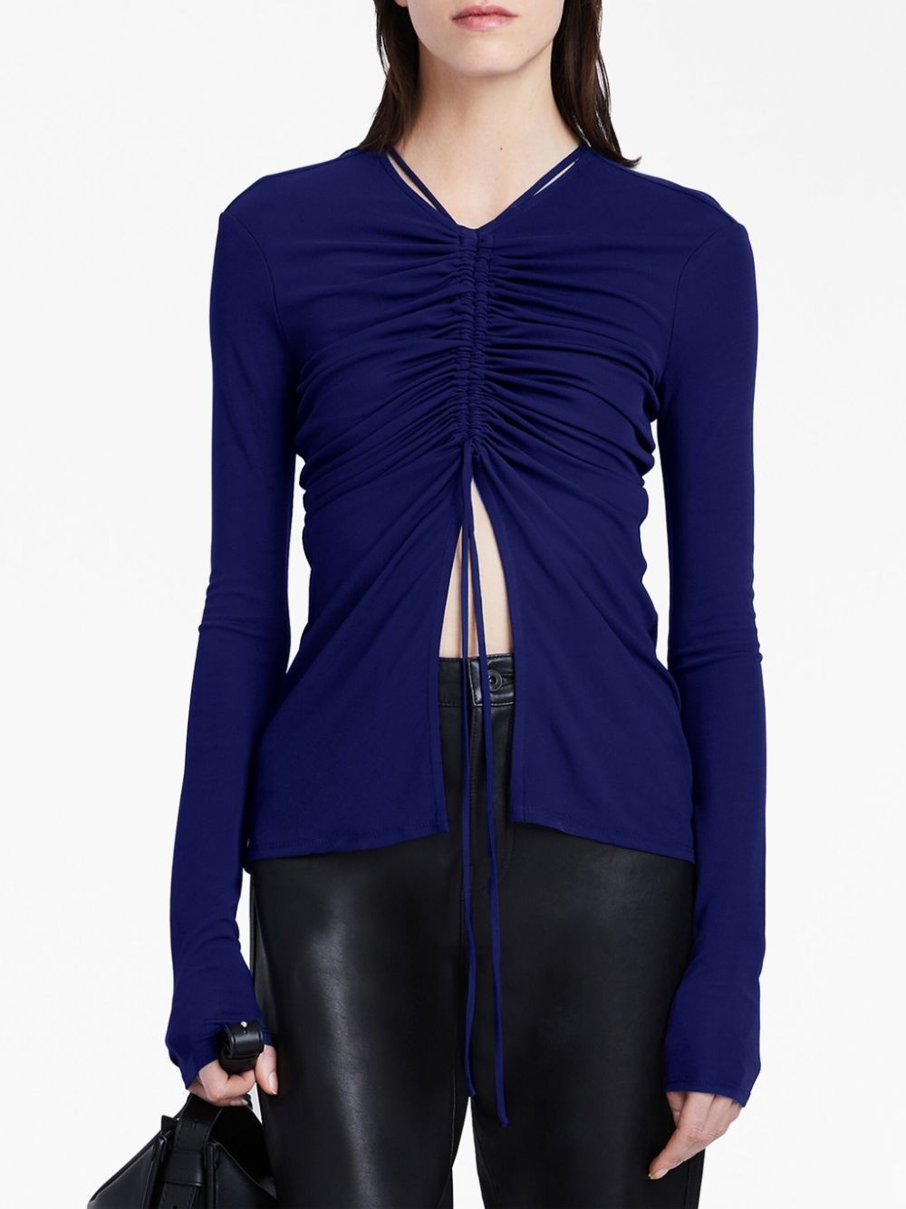 gathered-detail long-sleeve top - 5
