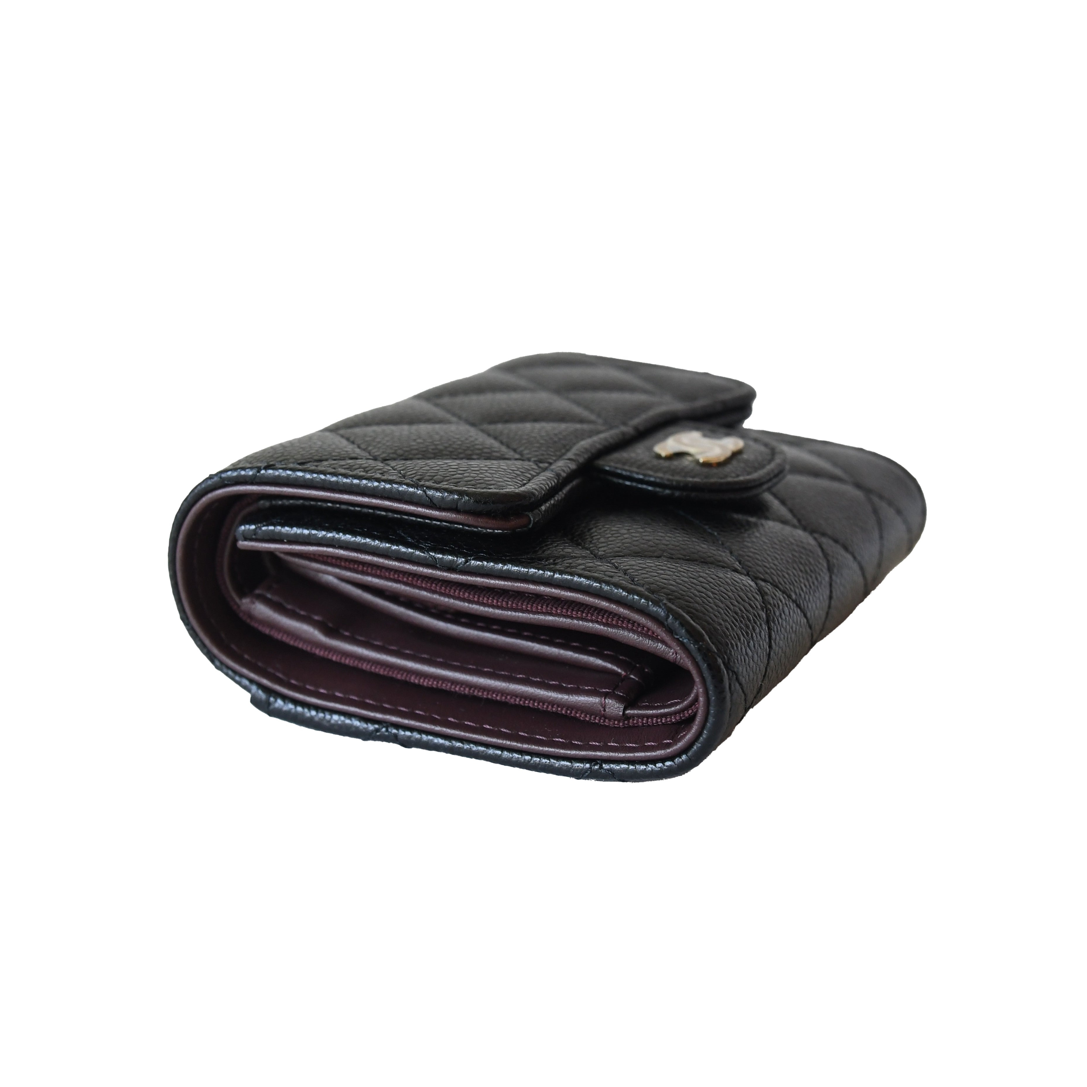 Chanel CC Caviar Quilted Trifold Compact Flap Wallet Black - 3
