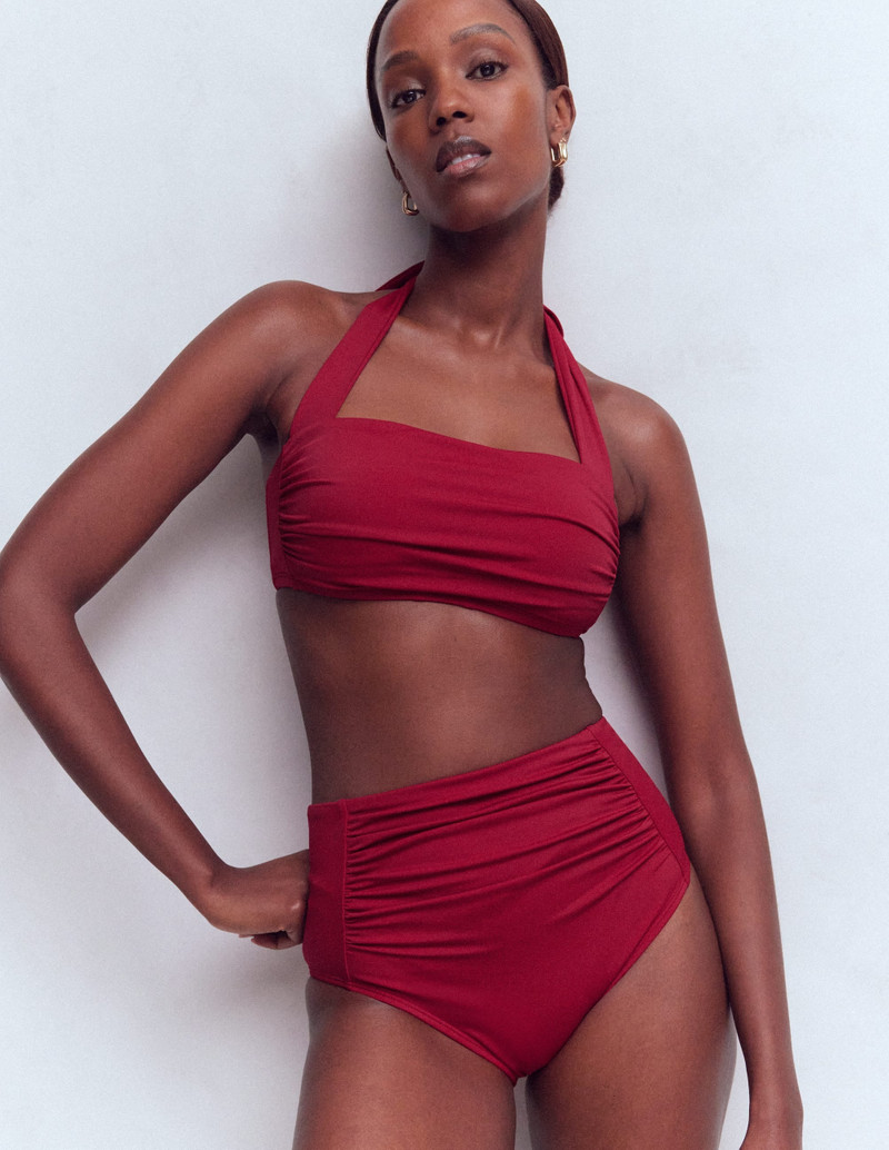 Kythira Ruched Bikini Top-Merida Red - 1