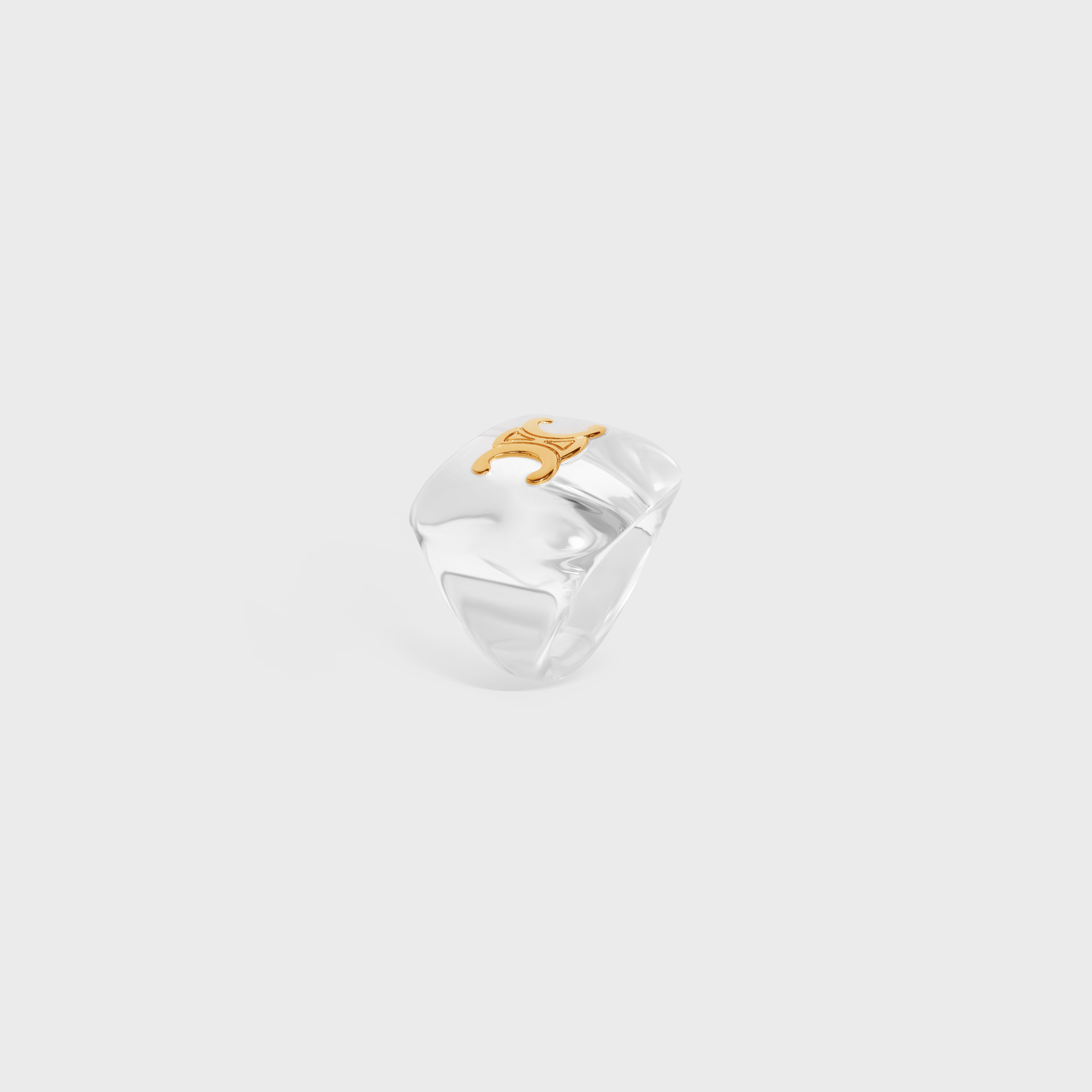 ブランド公式通販サイト CELINE Triomphe Ring in Plexiglass and Brass with Gold アクセサリー