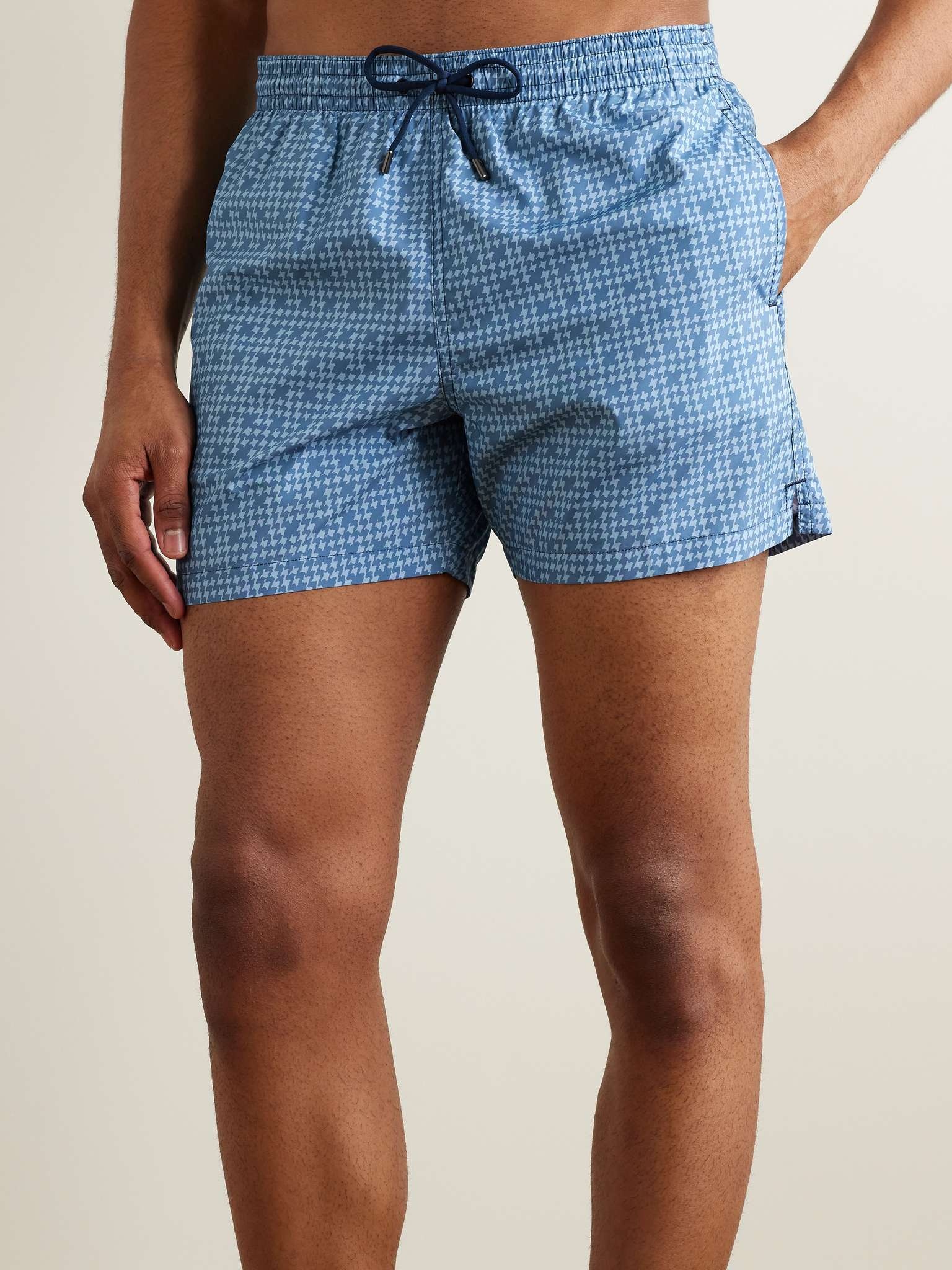 Straight-Leg Mid-Length Houndstooth Swim Shorts - 2