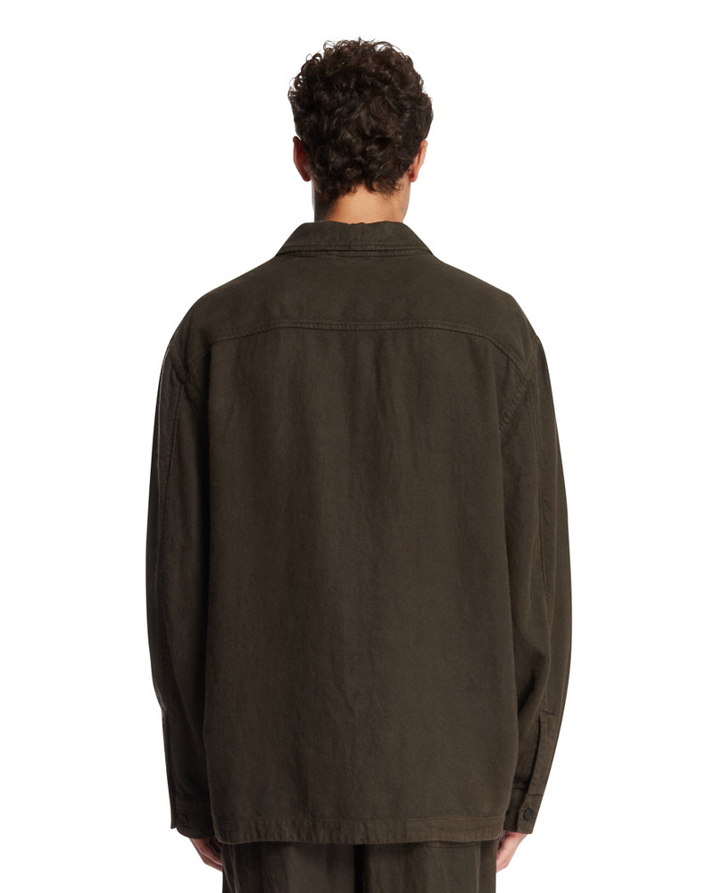 Green Emerized Linen Overshirt 3