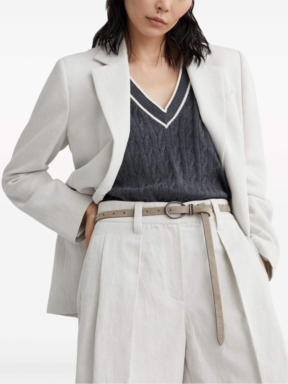 Monili-detail suede belt - 3