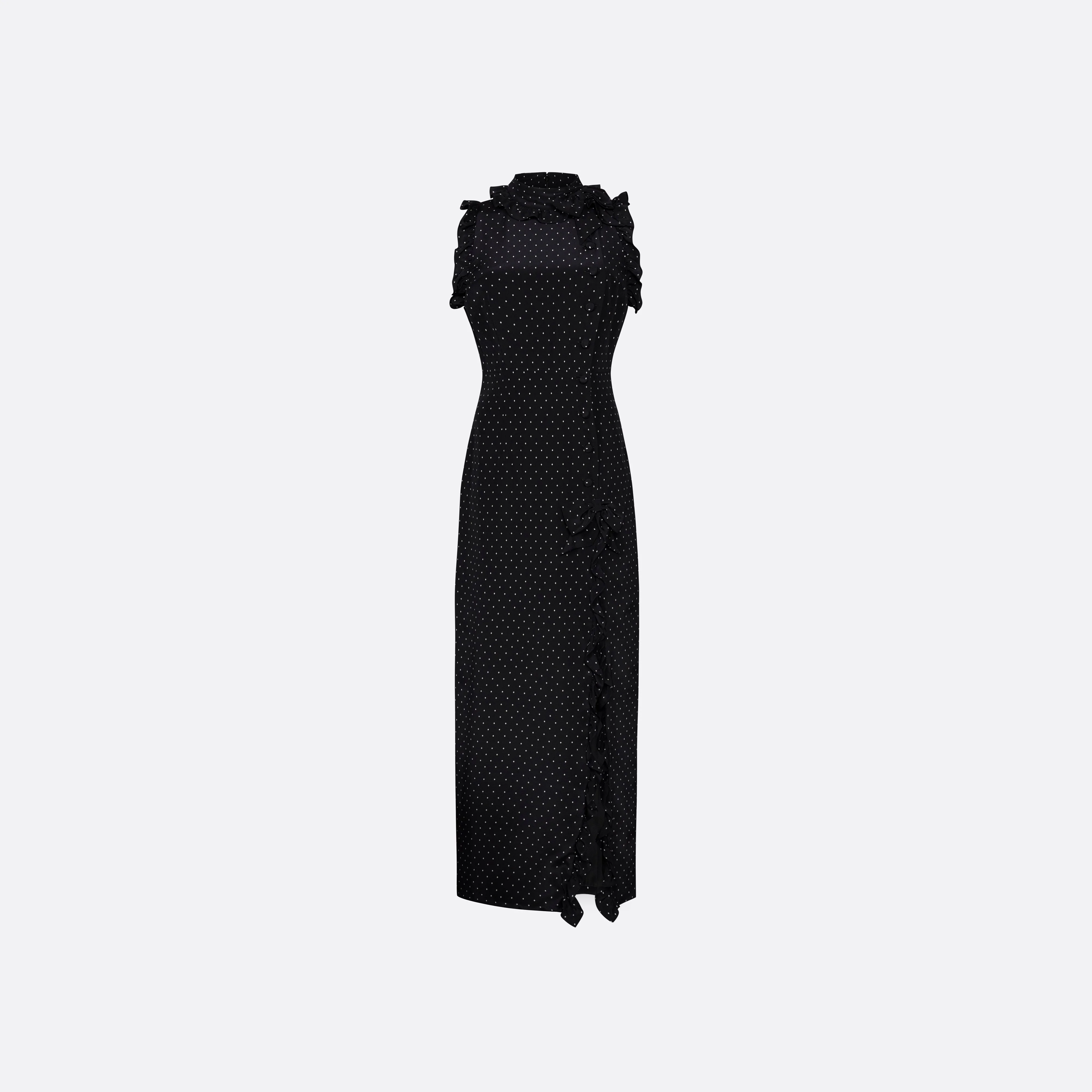 HIGH NECK EVENING DRESS WITH SPLIT - 1