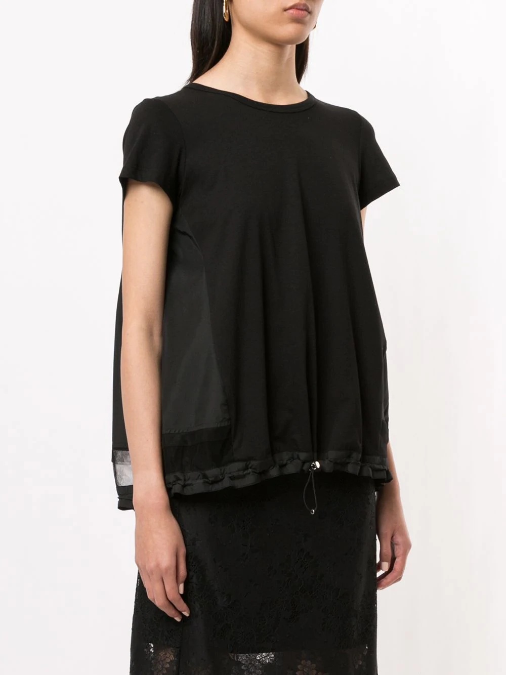 drawstring sheer hem top - 3