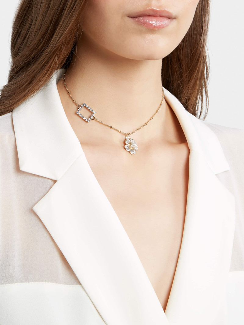 Roger Vivier RV Bouquet Strass Short Necklace in Metal outlook