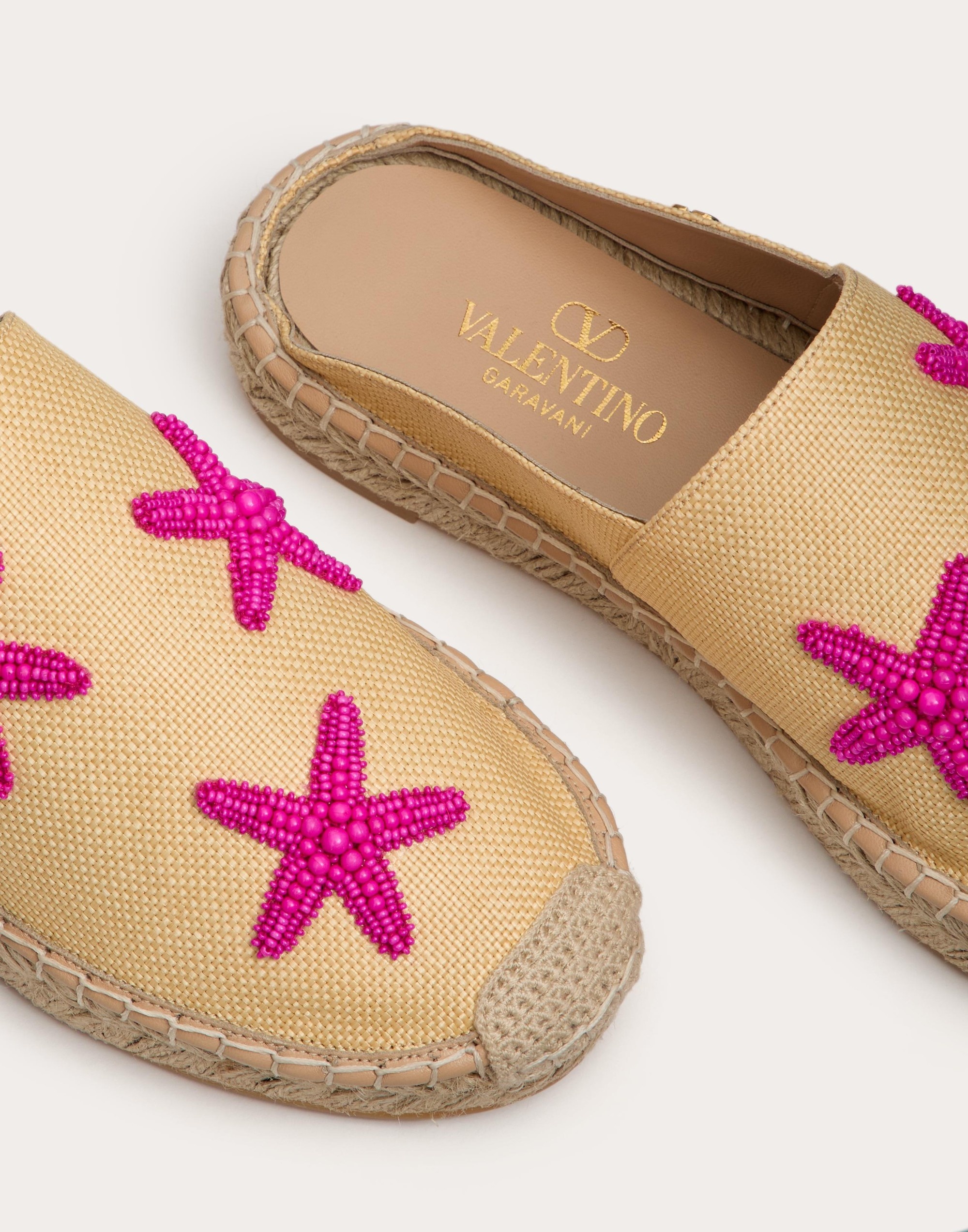 VALENTINO GARAVANI ESCAPE MULE IN RAFFIA WITH STARFISH EMBROIDERY 25MM - 5