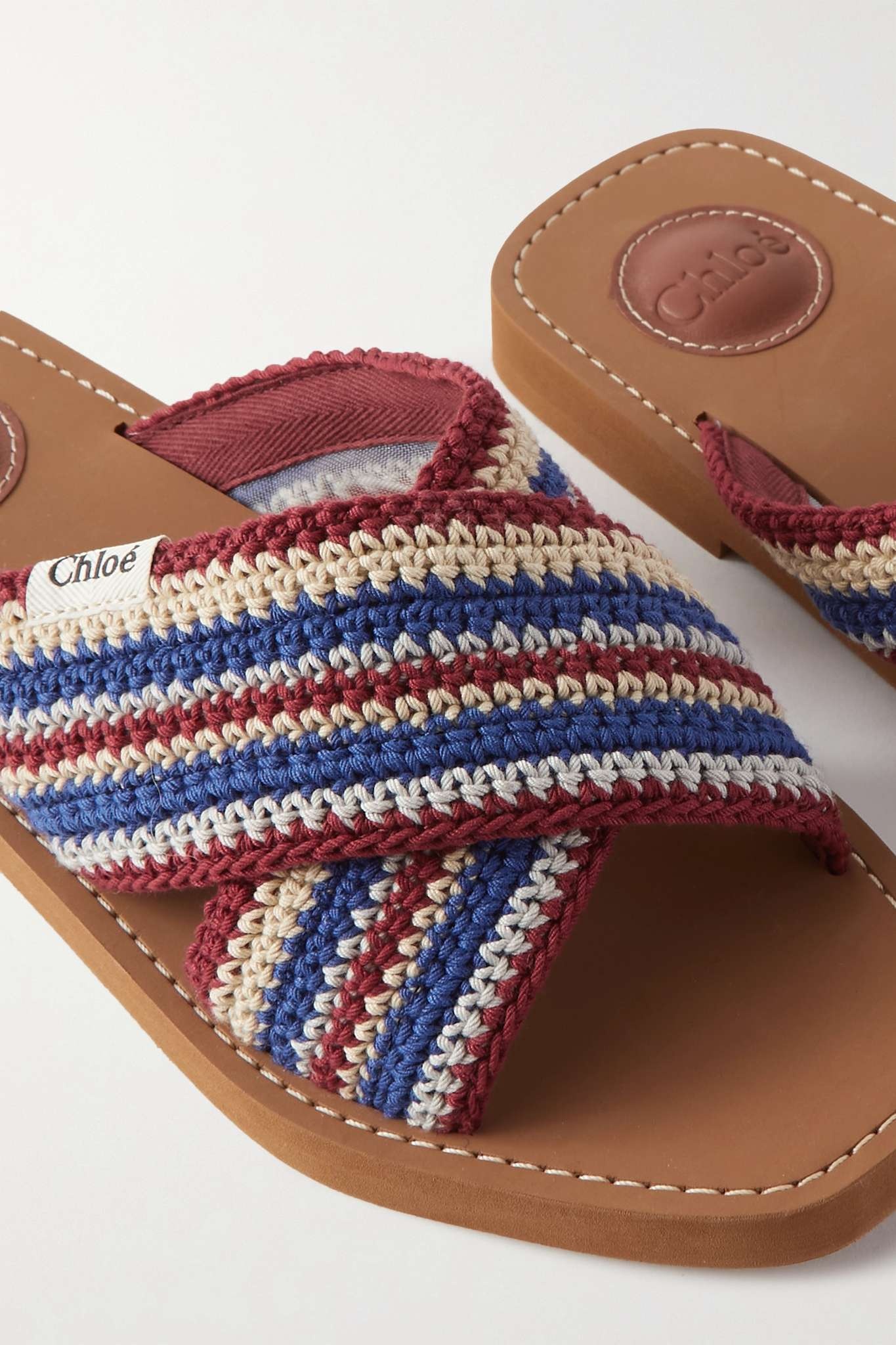 Woody striped crocheted slides - 4