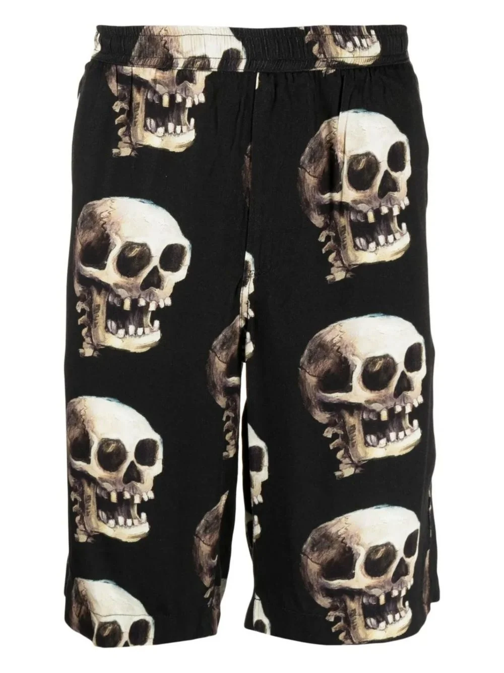 skull-print elasticated-waist shorts - 1