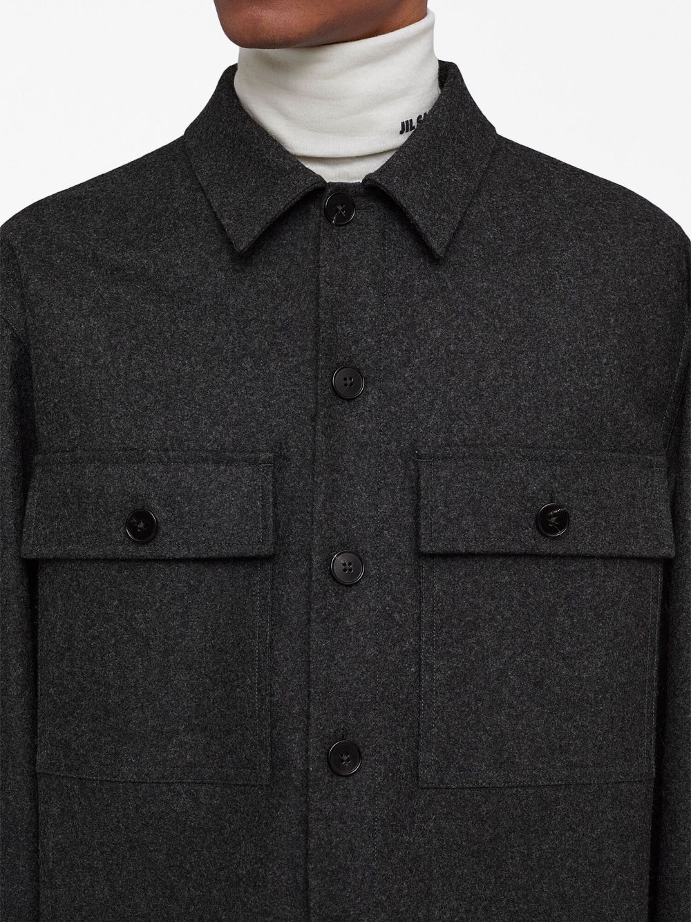 classic-collar wool shirt - 5