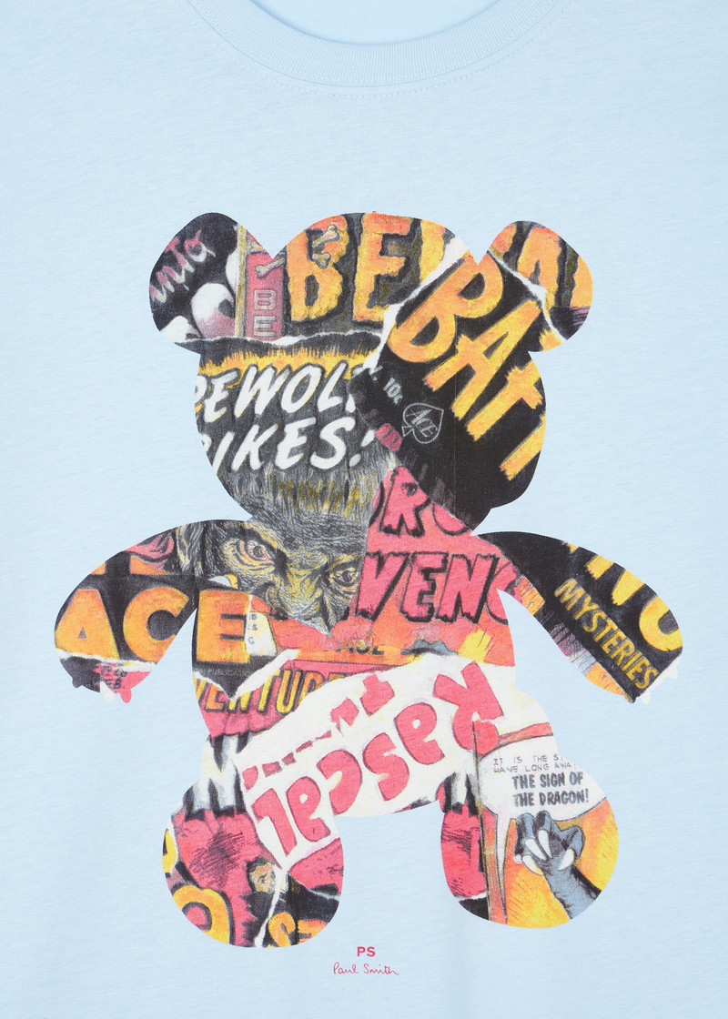Paul Smith Light Blue 'Bear Collage' Print T-Shirt outlook