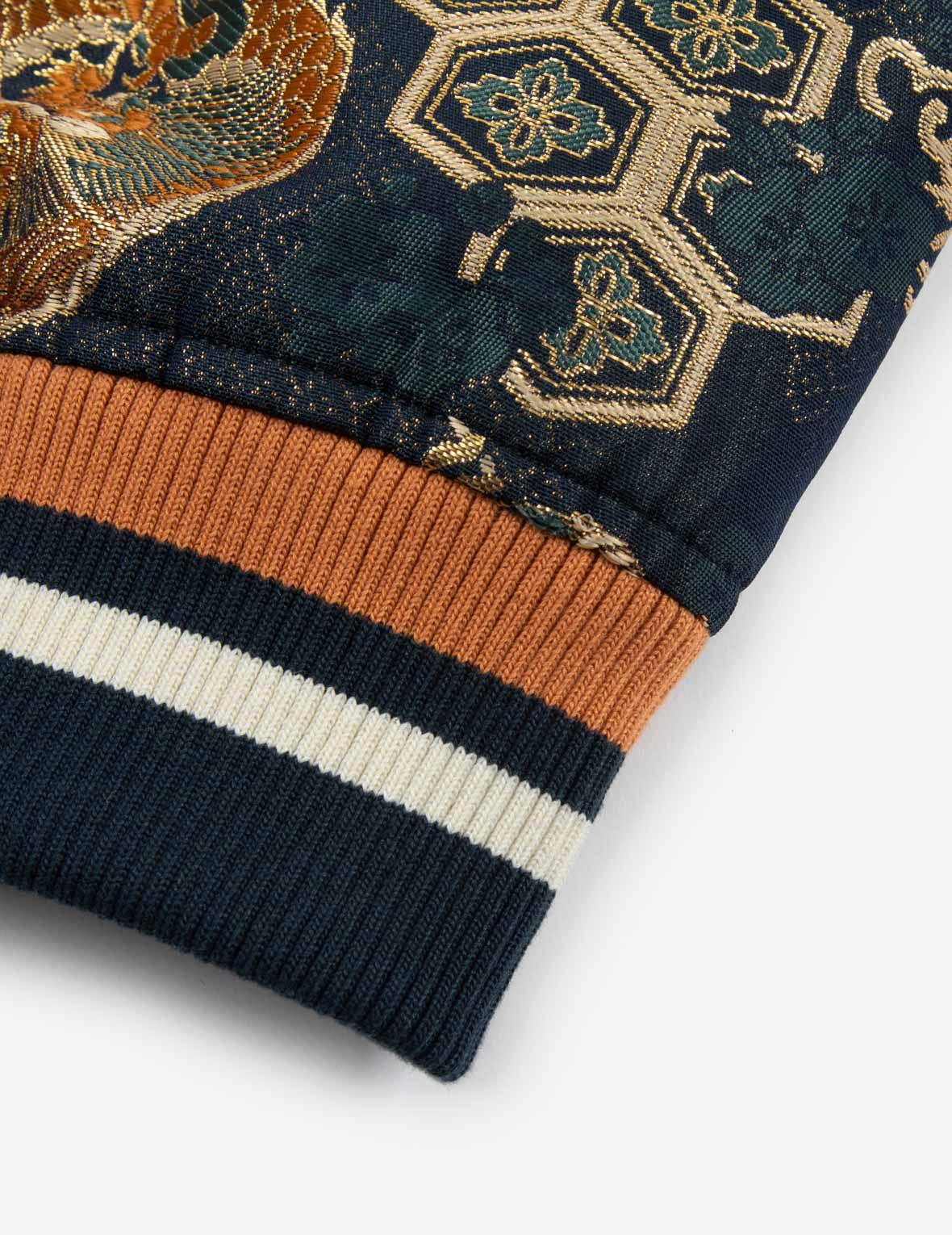LOGO EMBROIDERY BROCADE FABRIC-BLOCKING LOOSE FIT JACKET - 9