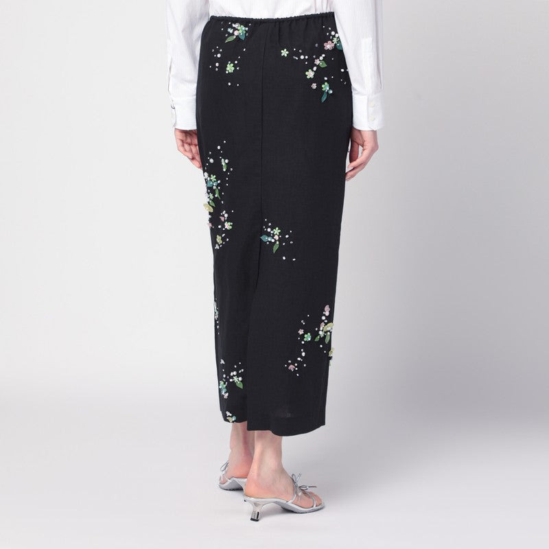 Bernadette Black Miriam Embroidered Skirt In Linen Blend Women - 2