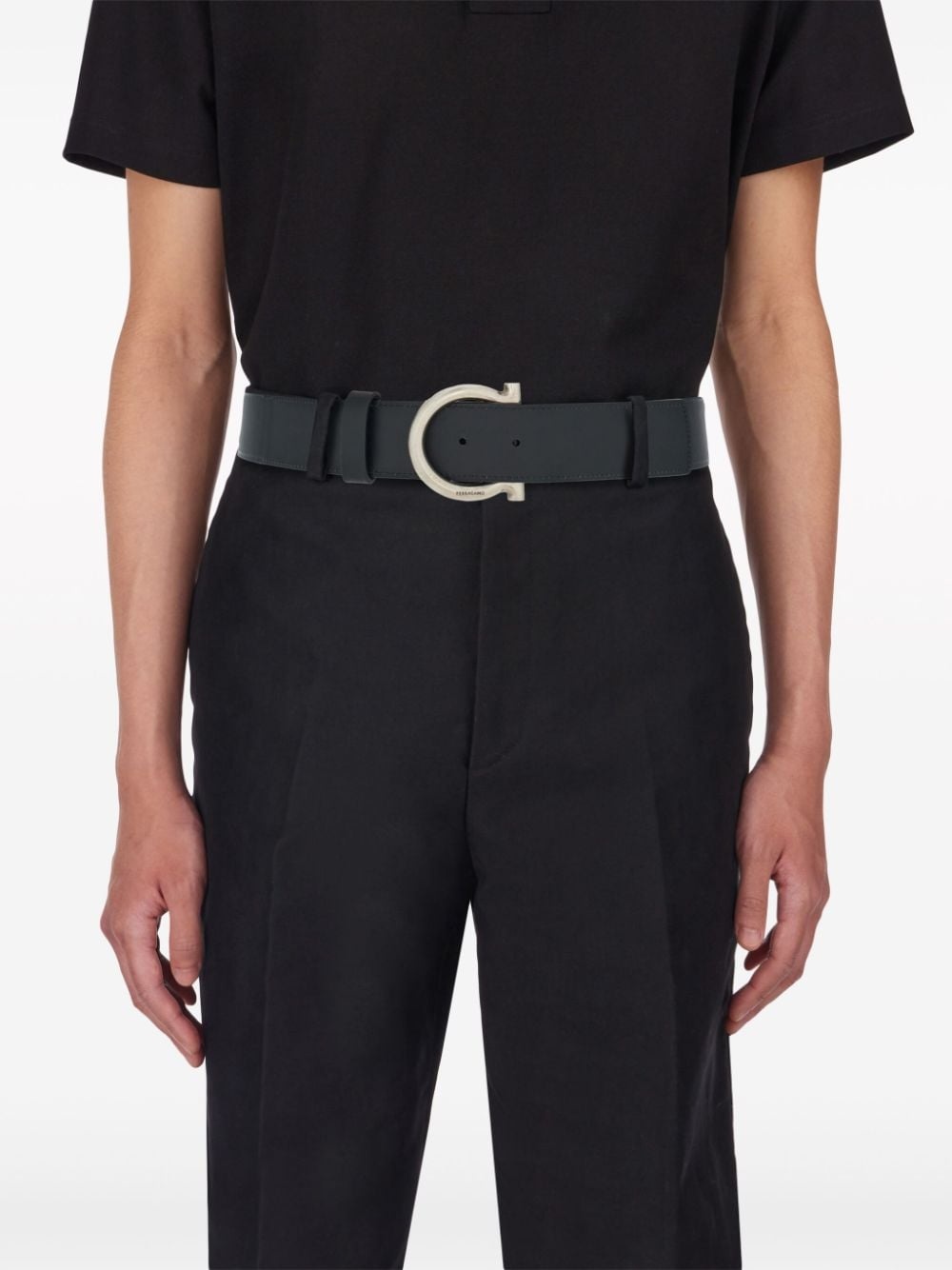 Gancini-buckle leather belt - 4