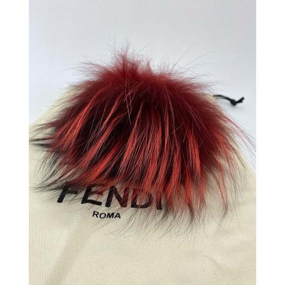 Fendi Red Fur Bag Bugs Leather Key Chain / Bag Charm - 6