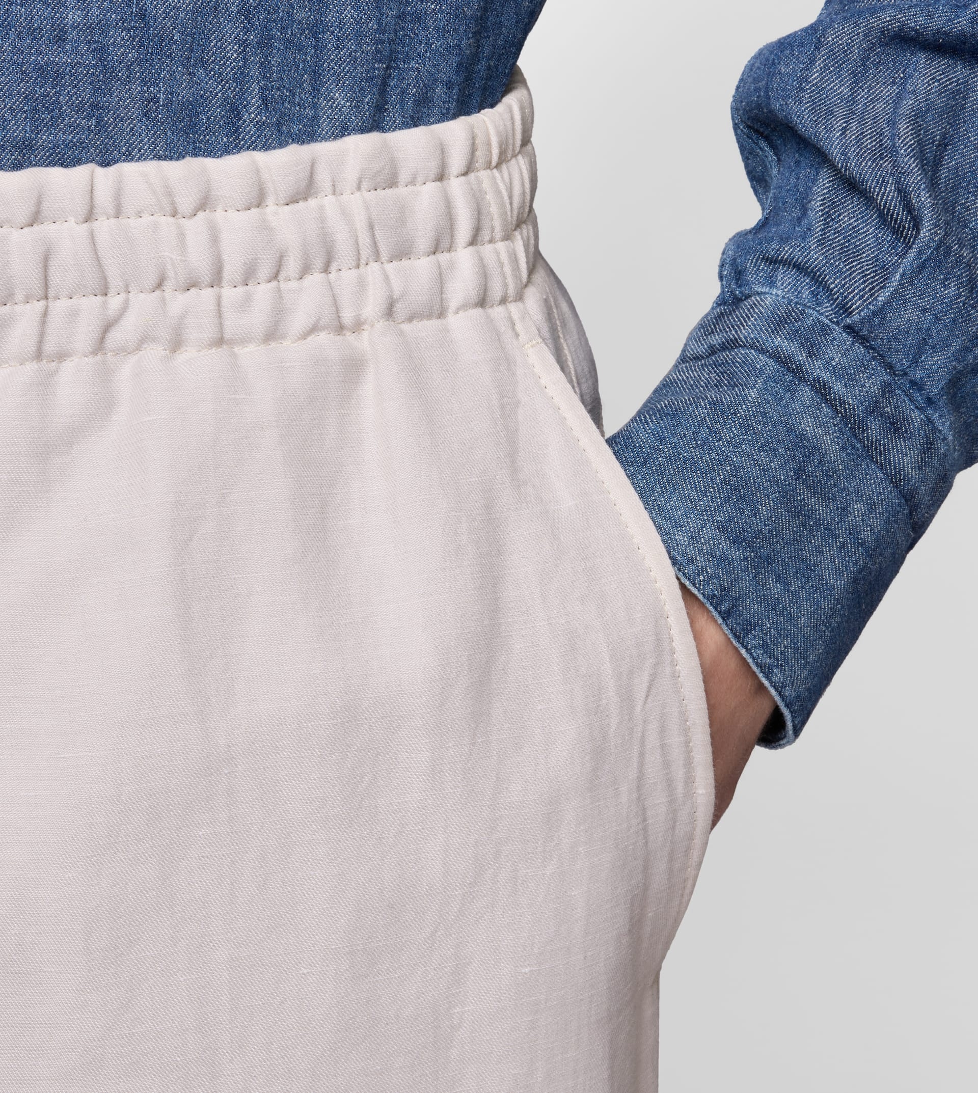 LINEN BLEND PANTS - WHITE - 6