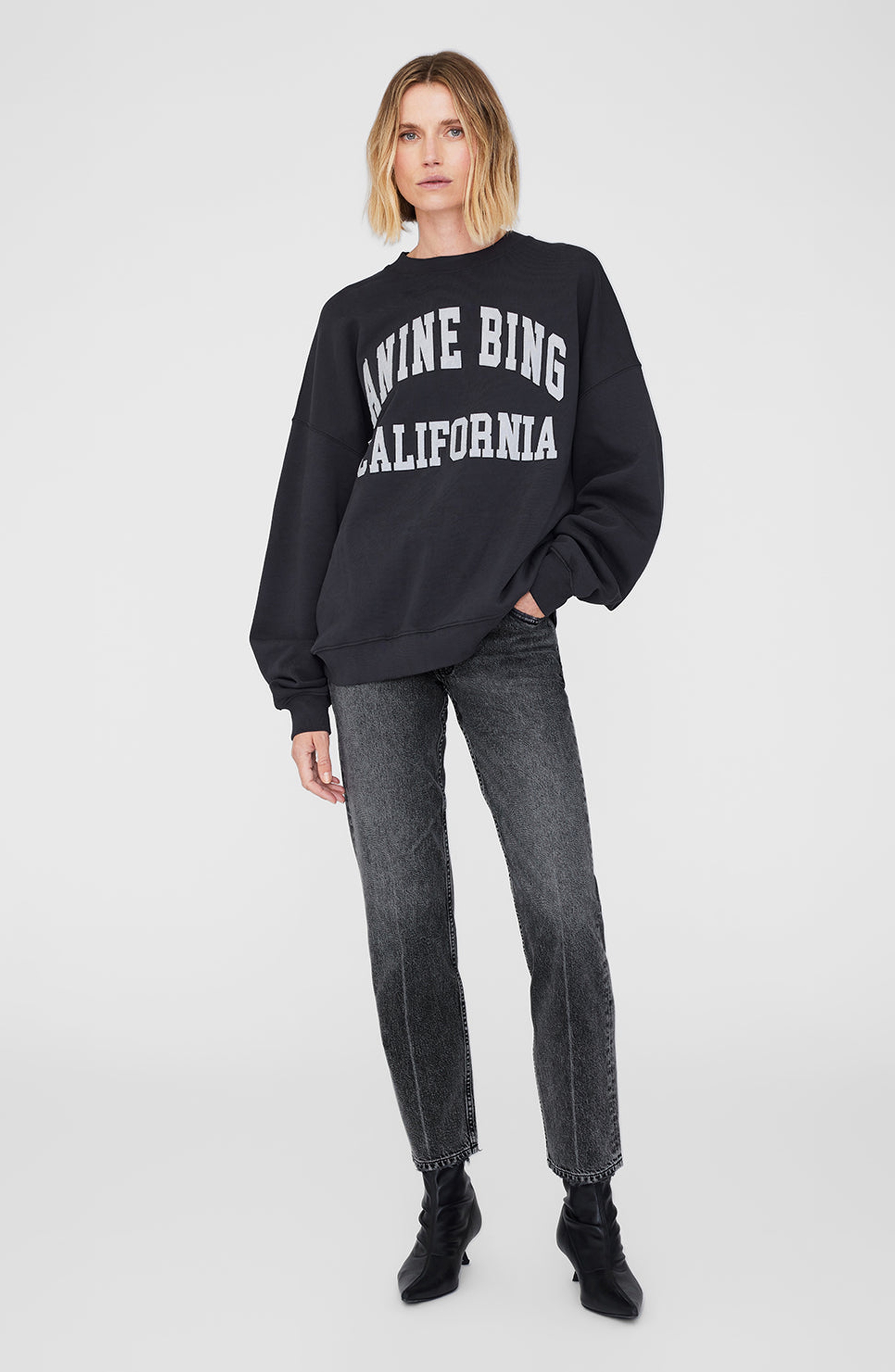 ANINE BING Miles Sweatshirt in Vintage Black at Nordstrom - 1