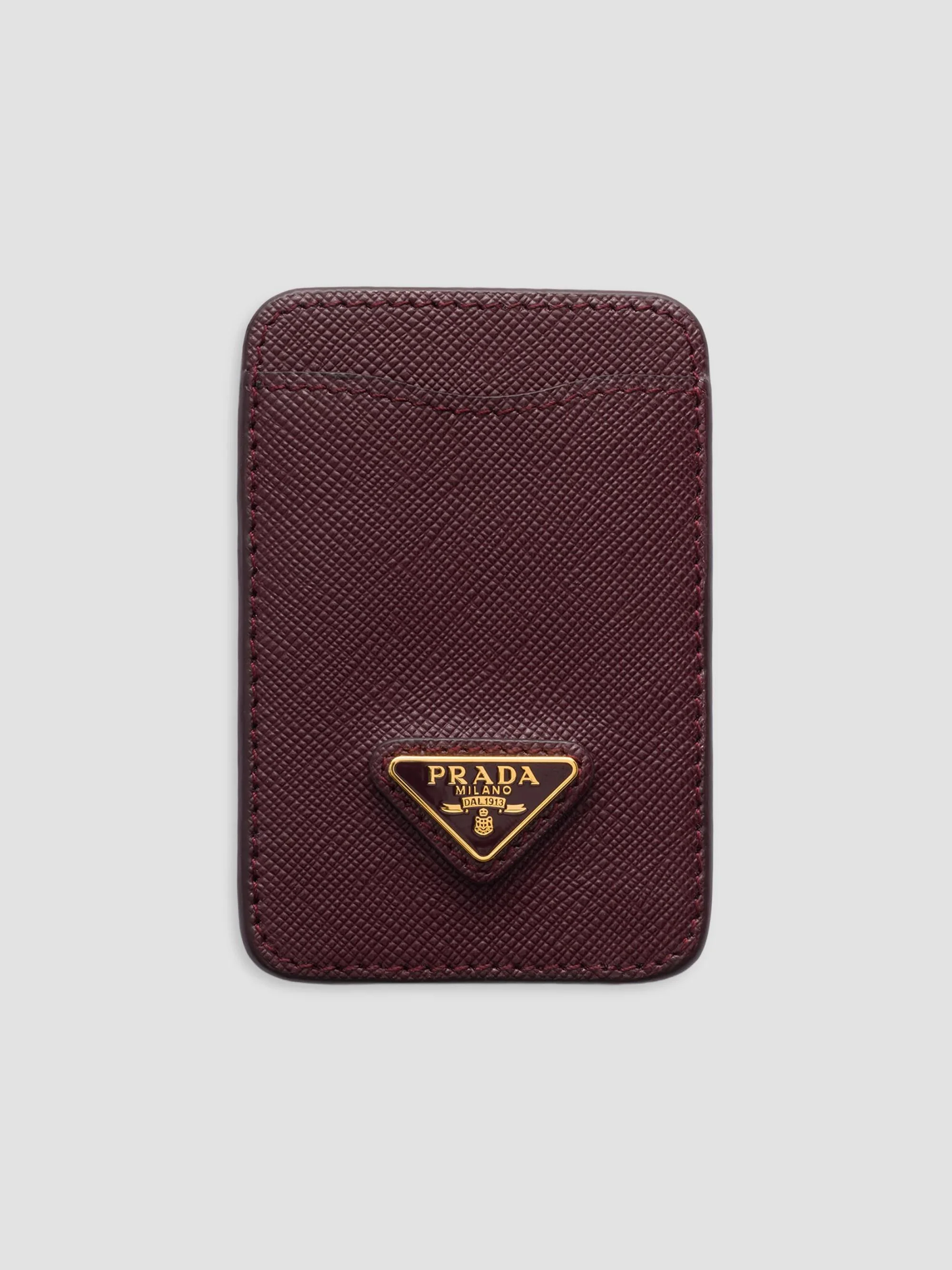 Women's Saffiano Leather Card Holder - Dark Red - 1