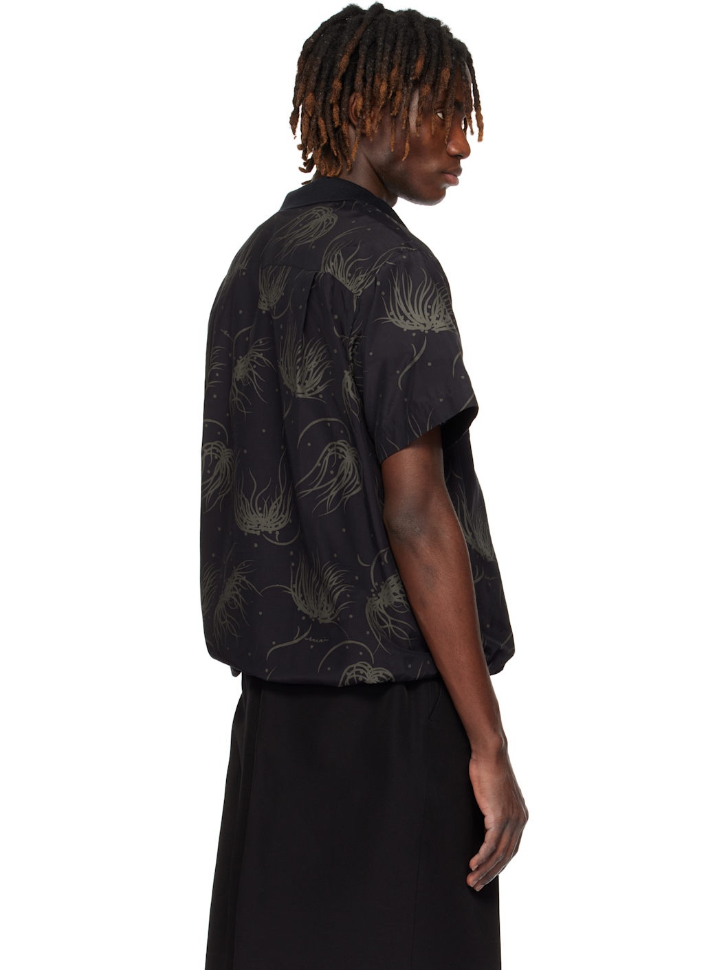 Black Dot Flower Print Polo - 3