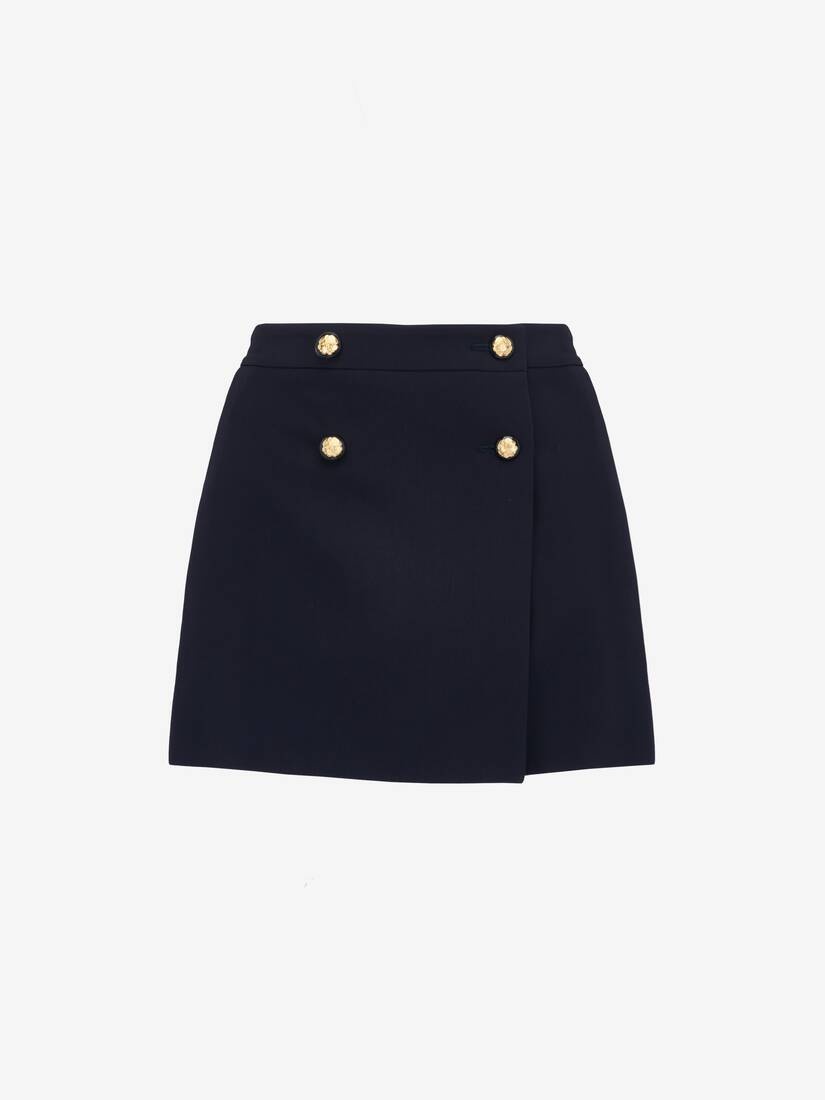 Women's Military Mini Skirt in Navy - 1