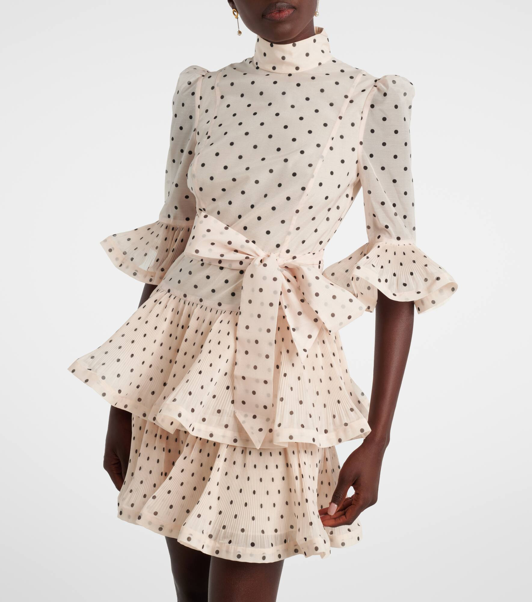 Polka-dot ruffled minidress - 7