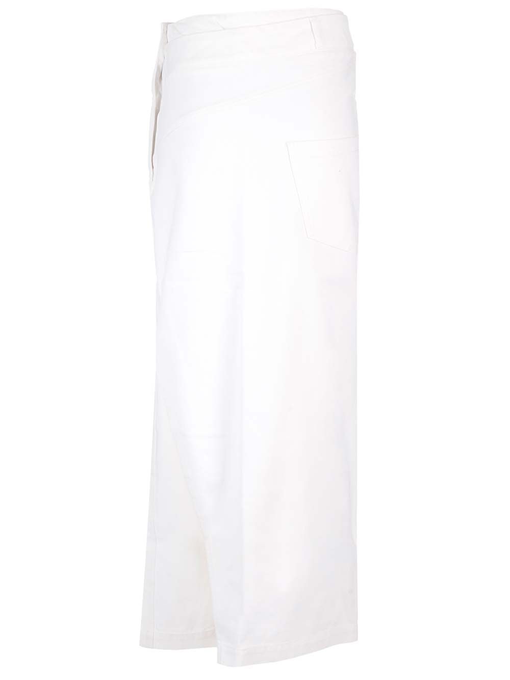 Denim Asymmetrical Shirt Skirts White - 2