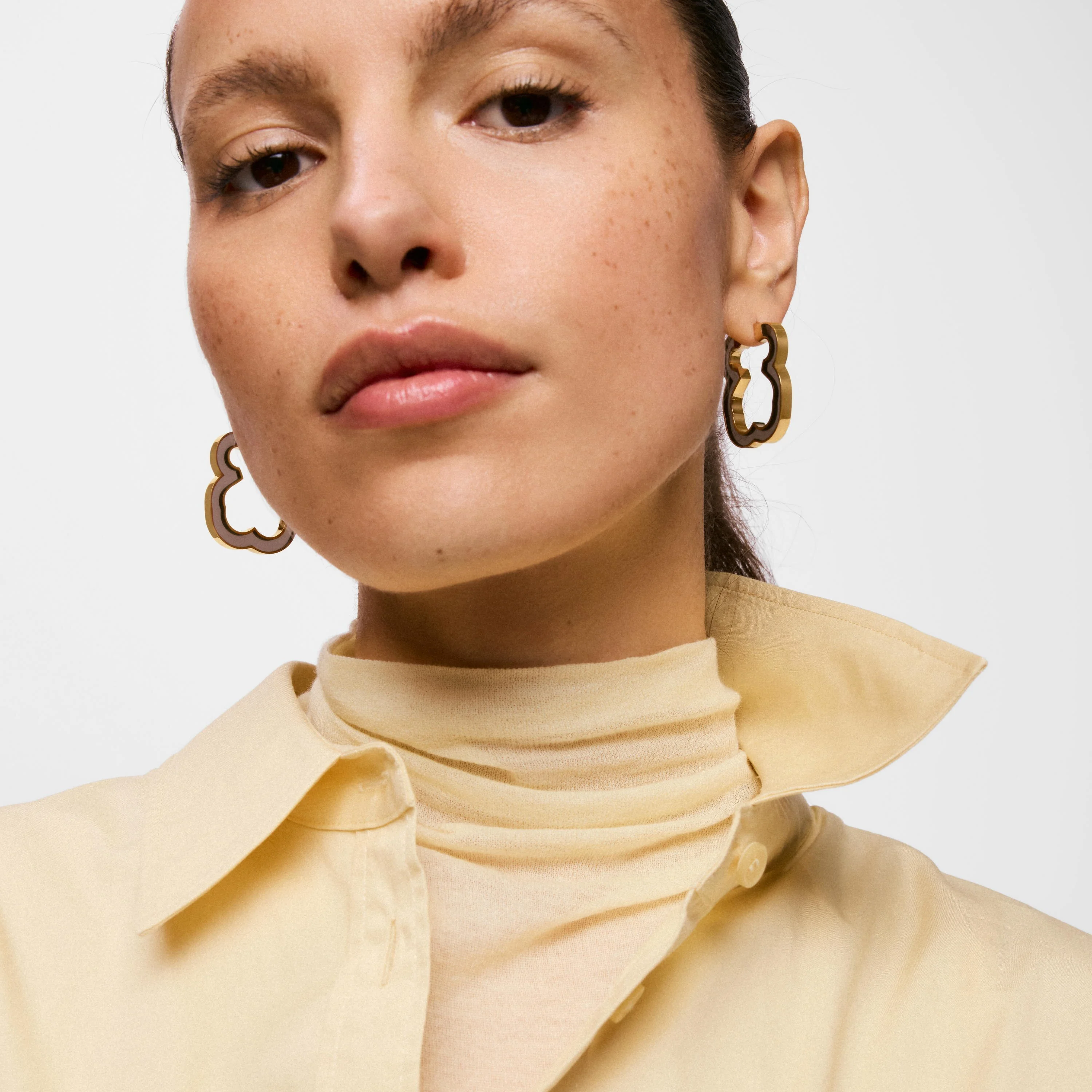33 mm gold-colored steel and black resin bear Earrings TOUS Galaxy - 1