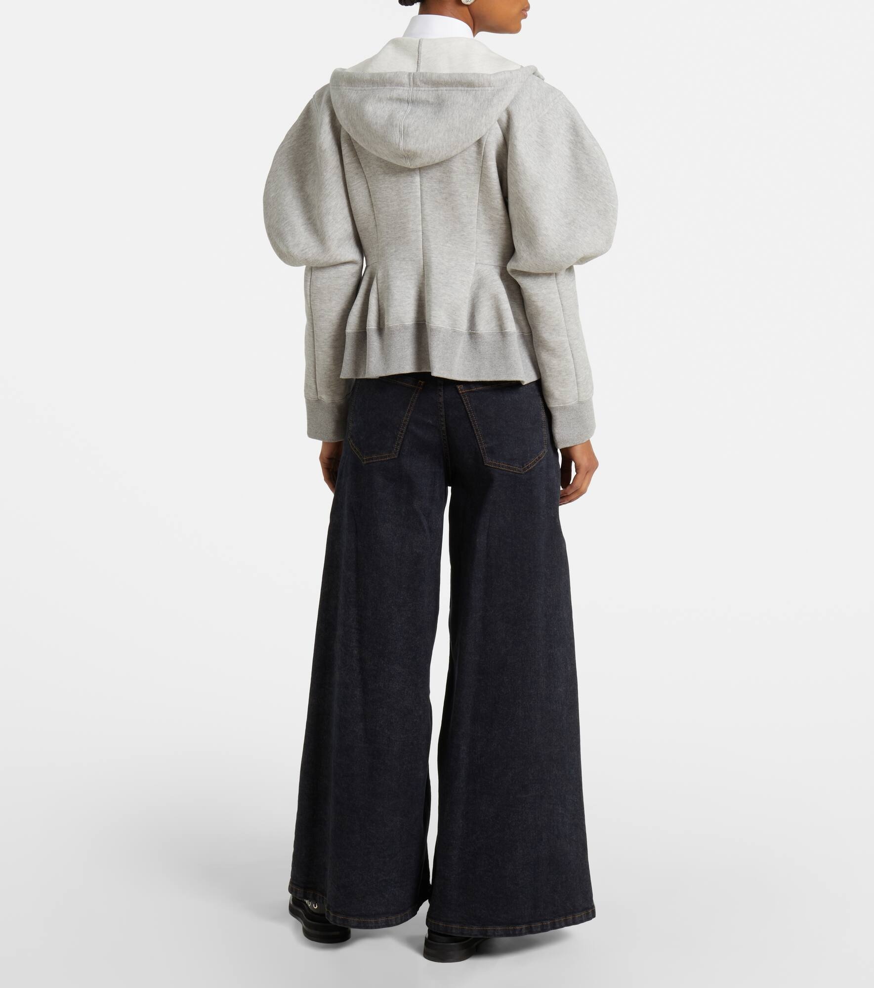 Cotton-blend jersey zip-up hoodie - 3