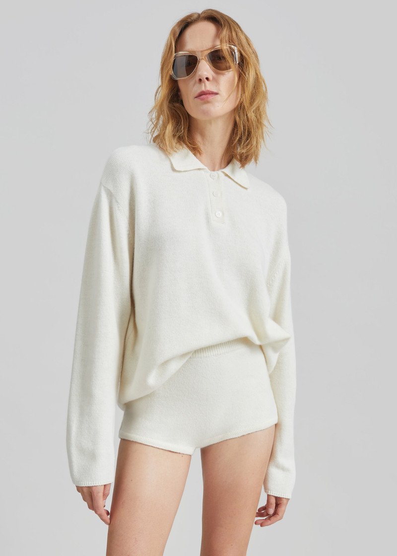 Bresica Knit Polo Sweater - Ivory 3