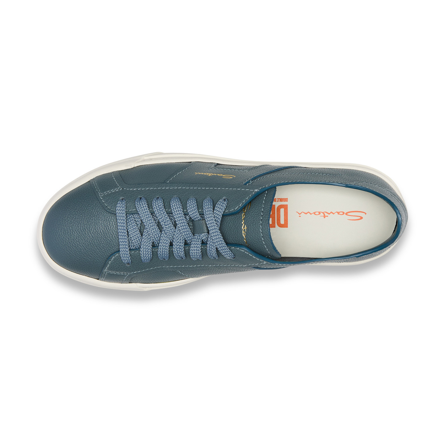 Men's light blue tumbled leather Double Buckle Sneaker - 4