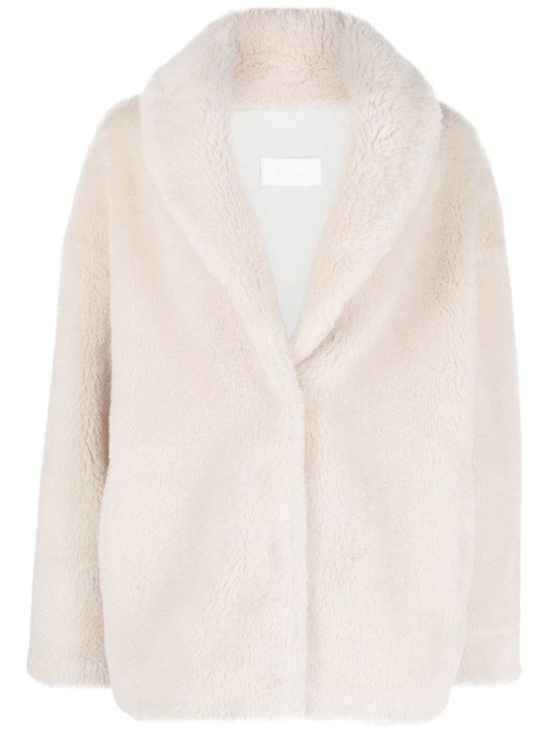 fitted lamb-fur short coat - 2