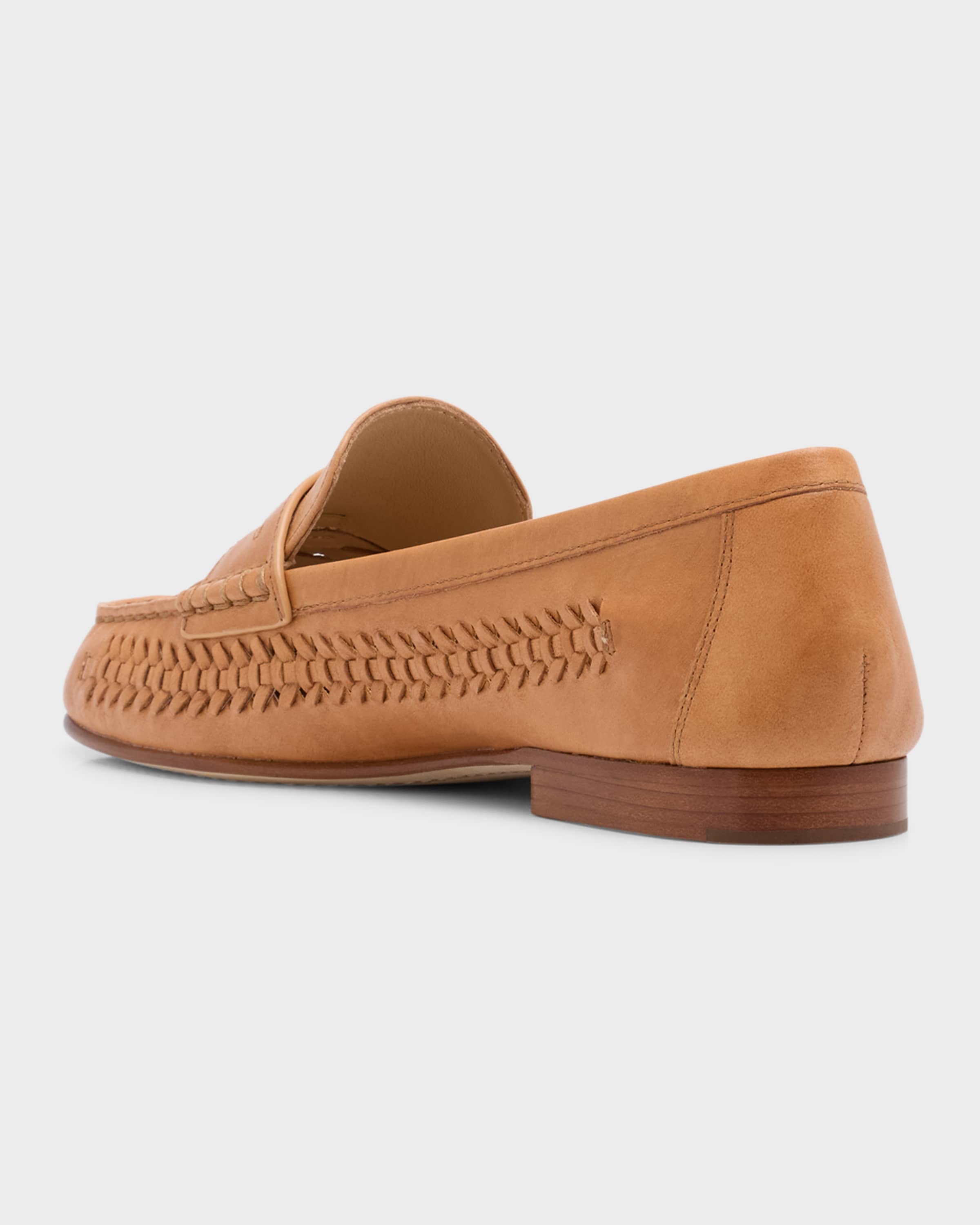 Woven Leather Penny Loafers - 3