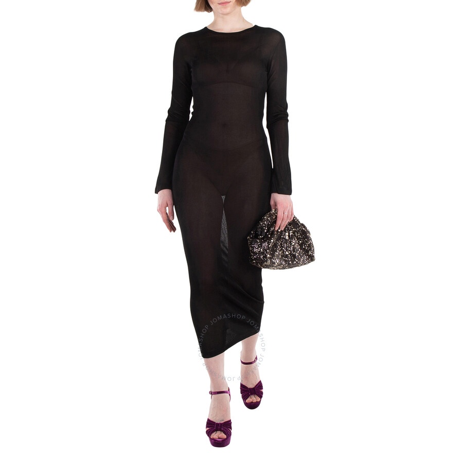 Versace Knit Slashed Back Transparent Midi Dress - 4