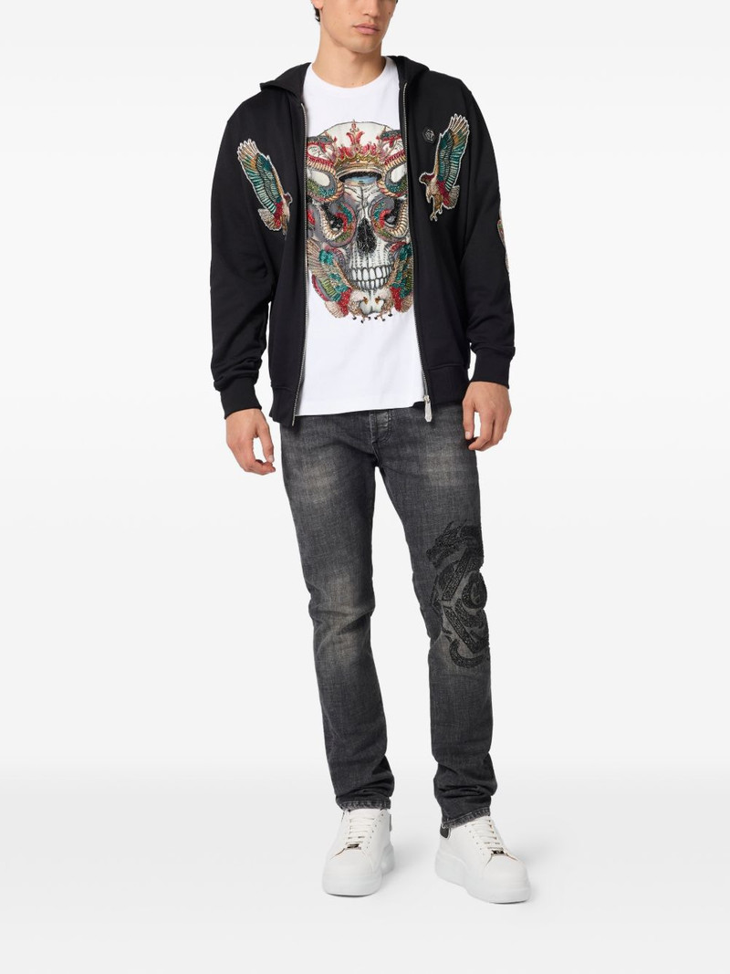 PHILIPP PLEIN patch-embellishment zip-up hoodie outlook