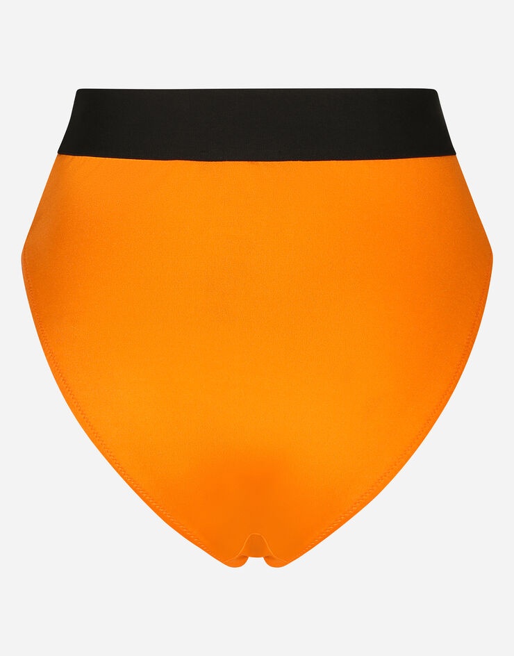 Spandex high-waisted briefs with rhinestones and branded elastic - 2