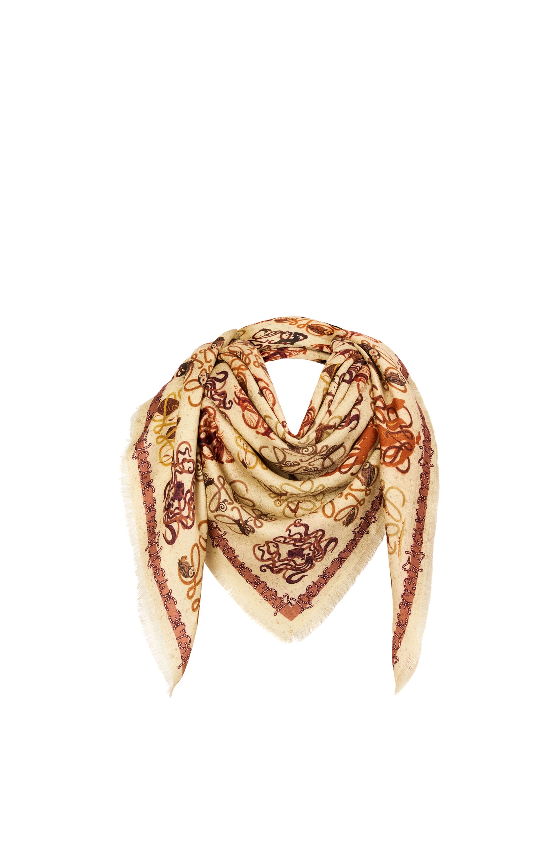 Animal print scarf in wool, cotton and silk - 2