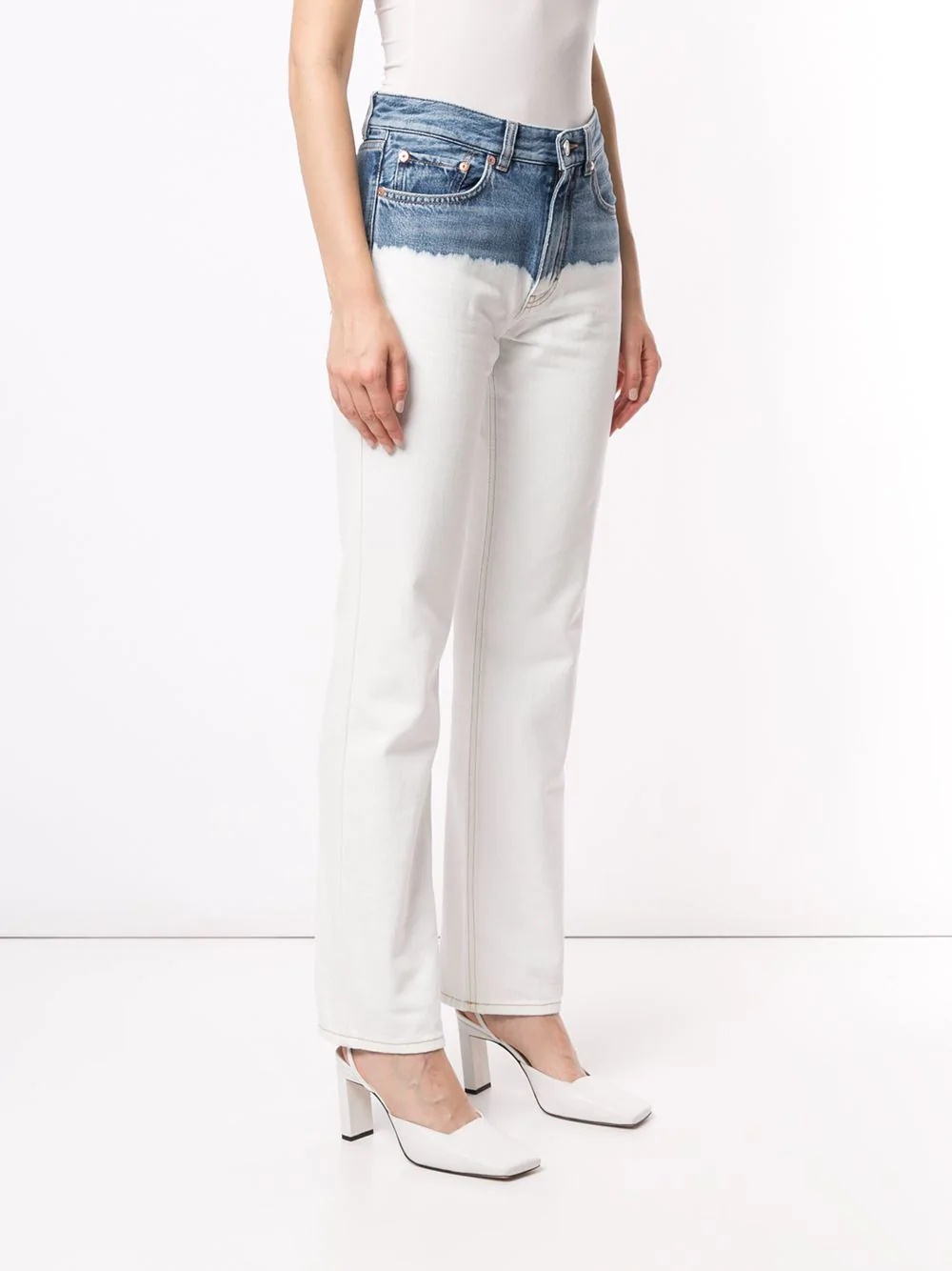 bleached leg two-tone jeans - 3