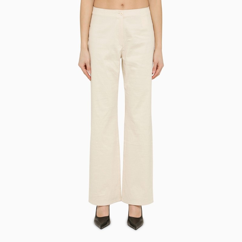 REGULAR WHITE COTTON TROUSERS - 1