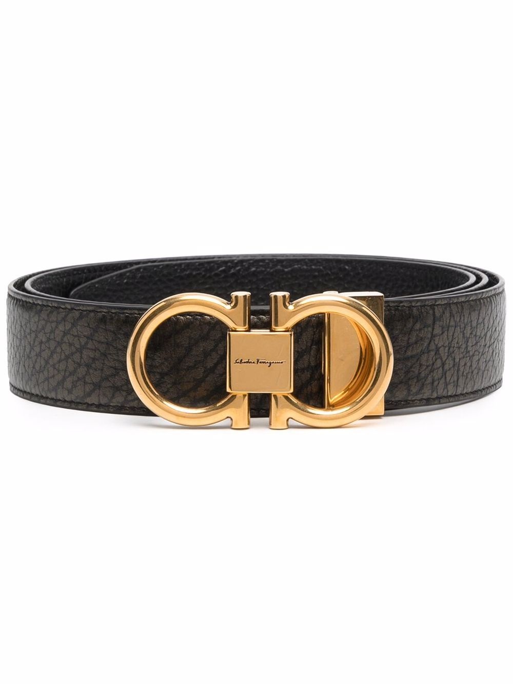 Double Gancini leather belt - 1