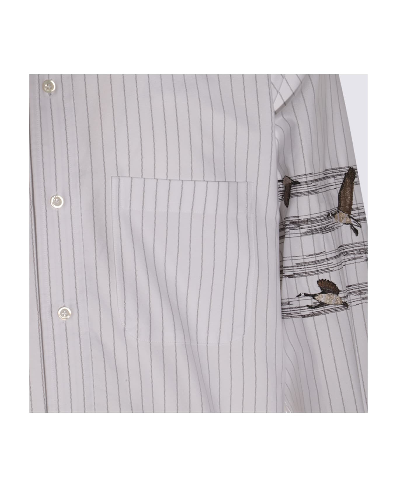 White And Grey Cotton Shirt - 3