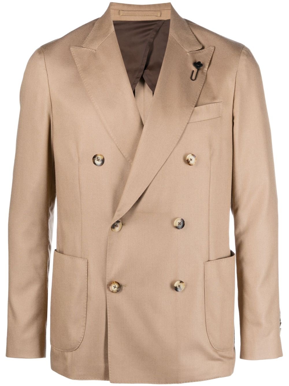 LARDINI double-breasted satin-finish blazer | REVERSIBLE