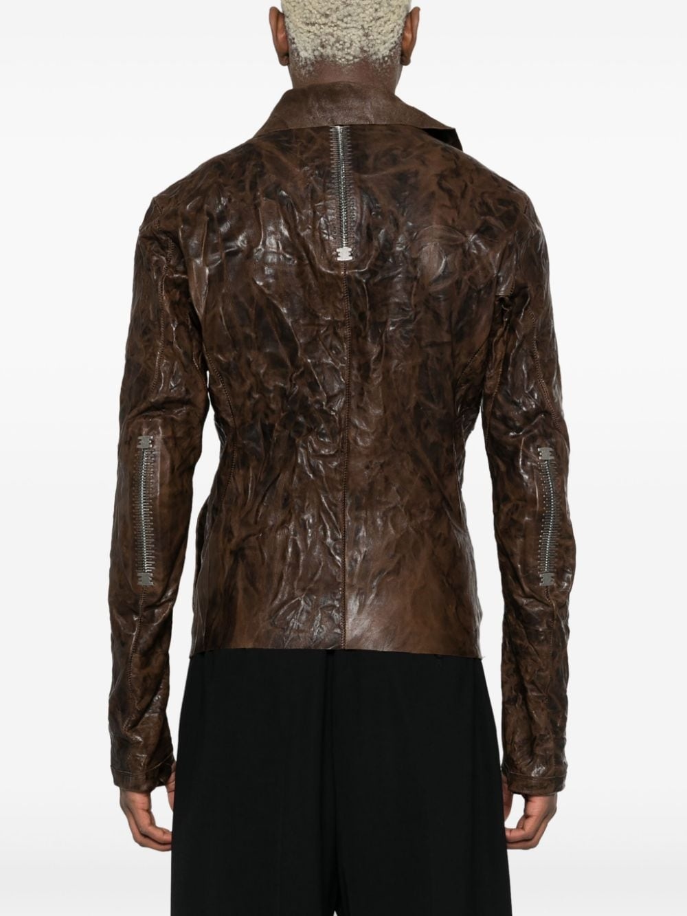 crinkled leather jacket - 4