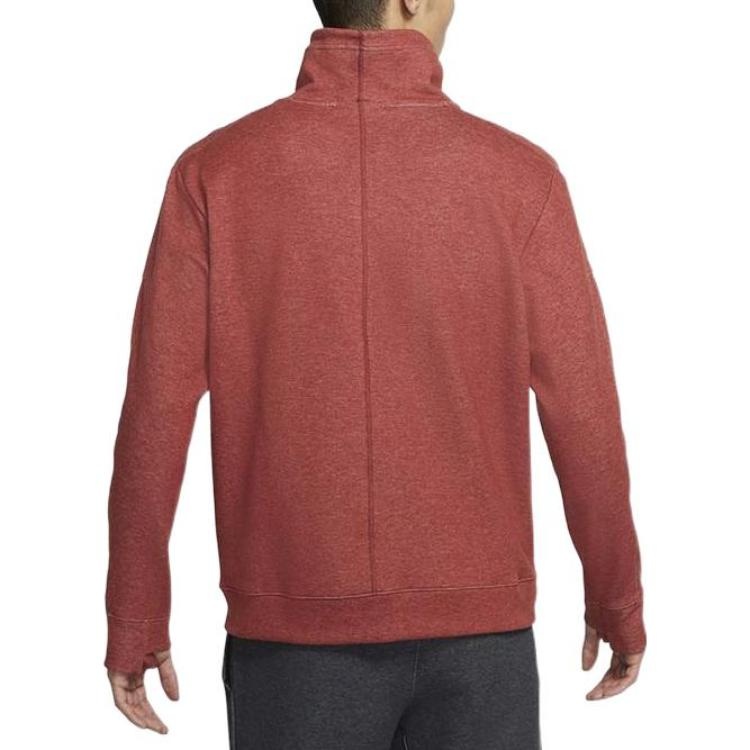 Men's Nike Dri-Fit Solid Color High Collar Pullover Long Sleeves Red CU6256-689 - 4