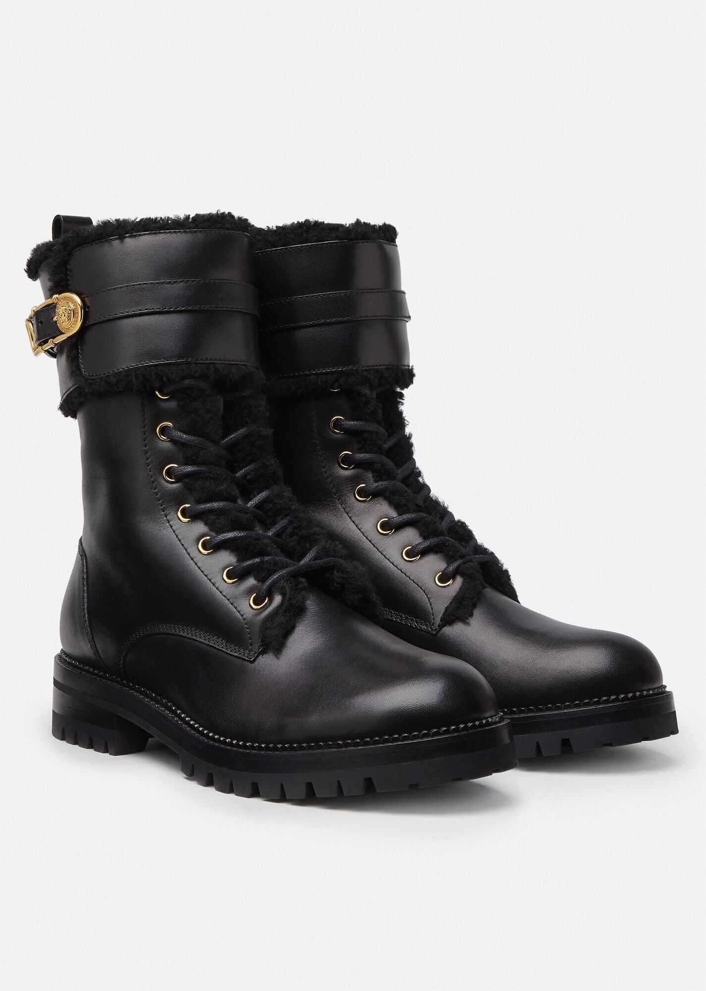 Safety Pin Leather Lace-Up Boots - 4