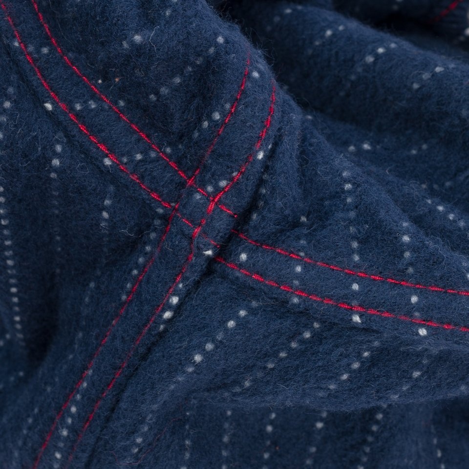 IHSH-401-NAV 12oz Ultra Heavy Flannel Chalk Stripe Western Shirt - Navy - 10