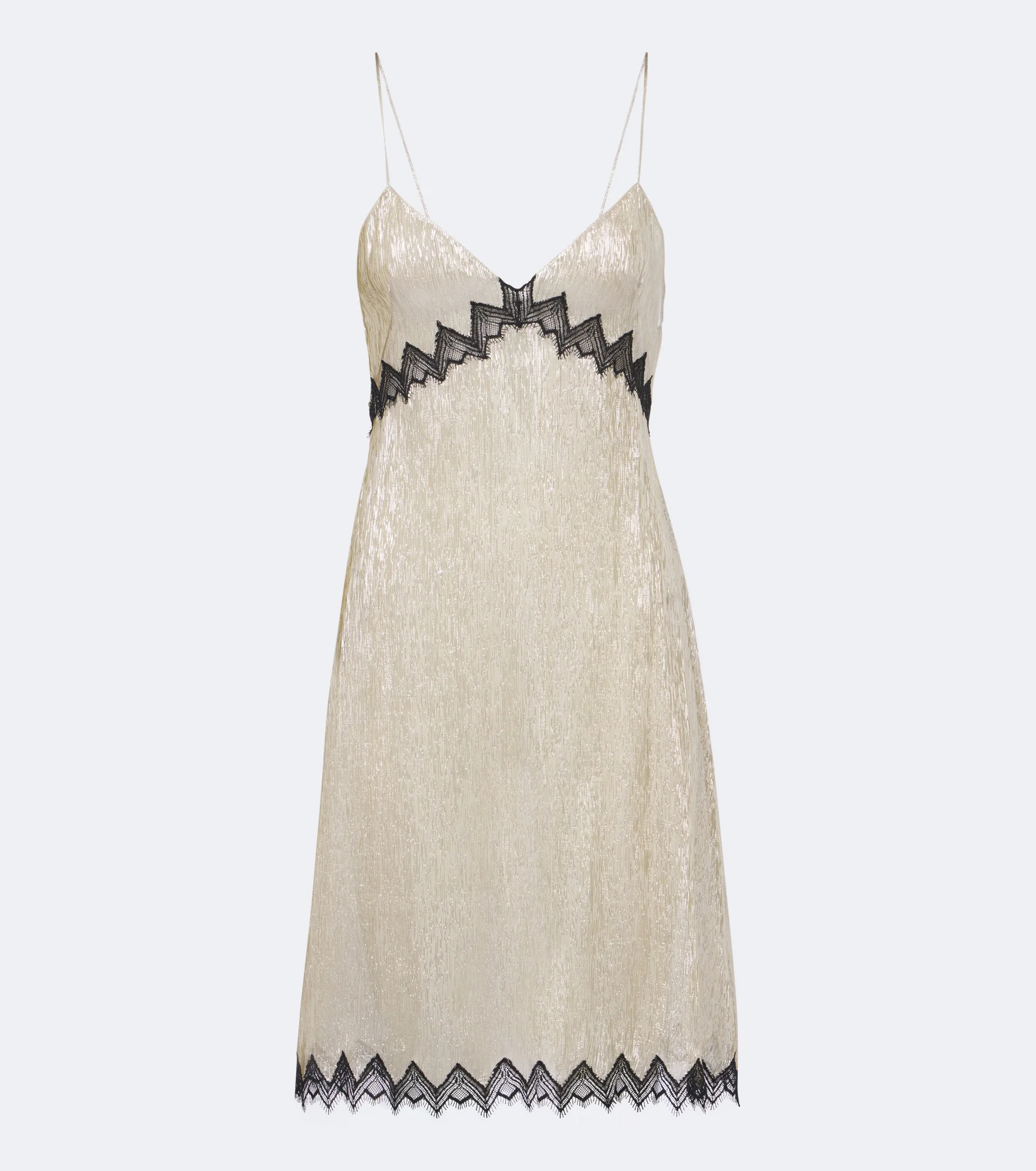 Lace-trimmed silk-blend slip dress - 1